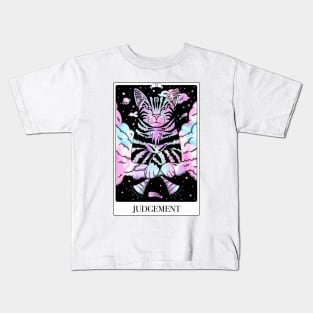 Judgement Tarot Card As A Very Judgemental Tabby Cat with Marble Pastel Colours Kids T-Shirt